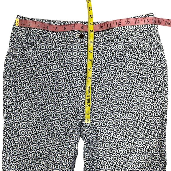 Chico's Secret Stretch Waist Pants 0.5 6 blue green print comfort mod - Picture 7 of 9